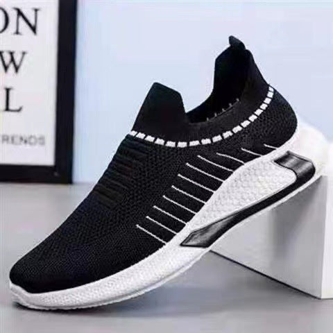 Fashion Mesh Sock Shoes With Striped Design Men Outdoor Breathable Slip-on Sneakers Csuale Lightweight Running Sports Shoes