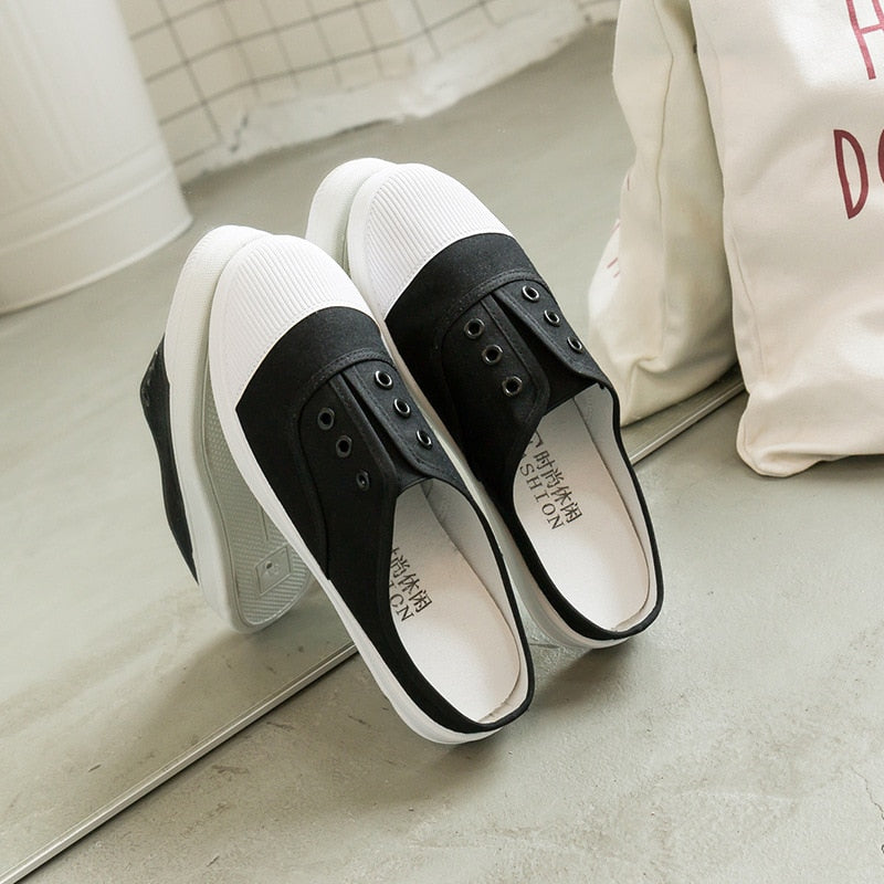 Canvas Casual Shoes Woman Flats Solid Comfortable Sneakers Women Slip-on Loafers