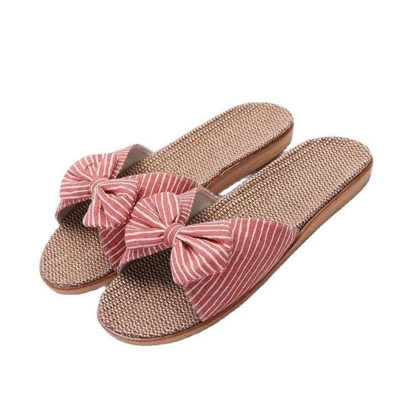 Summer Flax Slippers Women Men Casual Linen Slides Multi-Style Non-Slip EVA Home Flip Flops Indoor Shoes Female Sandals