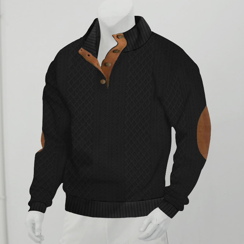 Stay Cozy and Chic with Stand Collar Long Sleeve Jacquard Knitted Pullover Sweater | Shop Now"