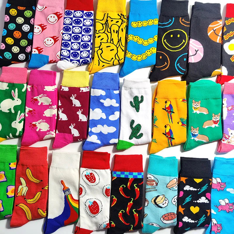 Get Your Feet Ready for Fun with the New Collection of 48 Style Funny Cartoon Women Smile Socks!