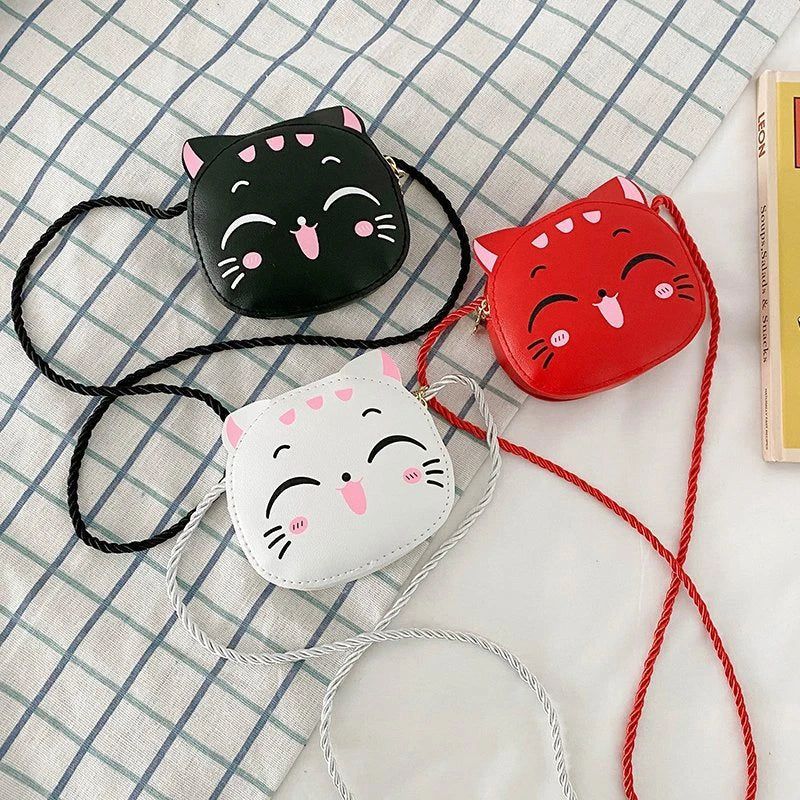 "Cute Cat Cartoon Children Messenger Bag: New Fashion Coin Purses and Handbags - Adorable Mini Shoulder Bag for Girls"