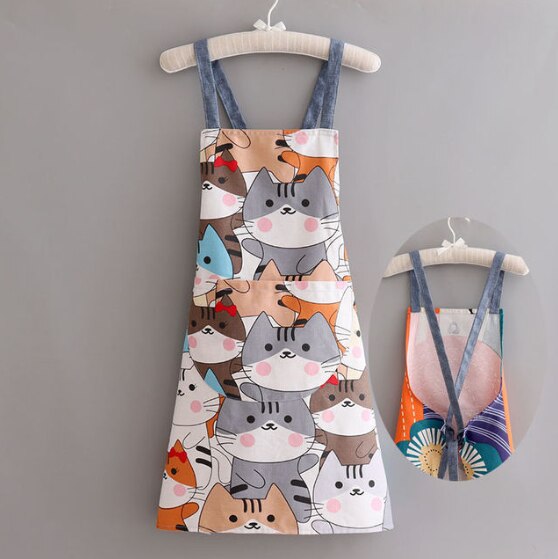 New Cotton Canvas Fashion Waterproof Apron Kitchen Aprons for Women and Men Cooking