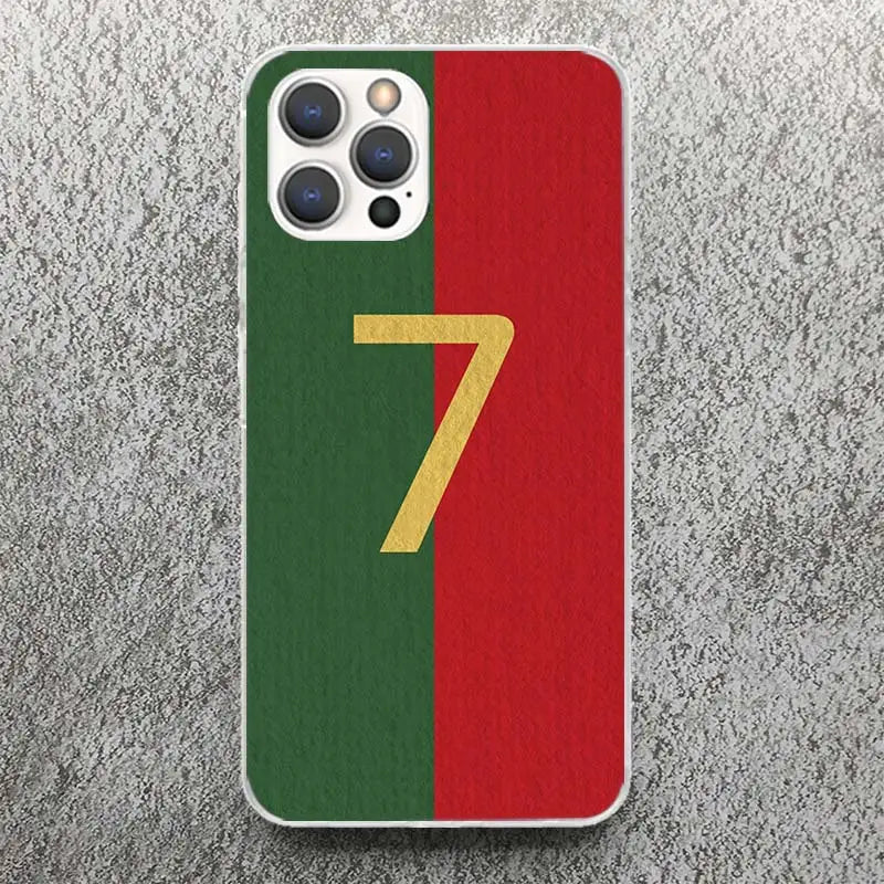 "Football Star Number C 7 10 Print Soft Case for iPhone - Premium Phone Shell for iPhone 11/13/14 Pro Max/15 Ultra/12 Mini, XS/XR/X/SE/7 Plus/8 - Stylish Patterns"