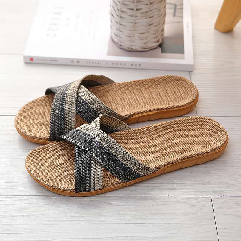 Summer Home Flax Slippers for Women Various Styles Comfort Breathable Open Toe Slides Non-slip Flat Female Linen Flip Flops