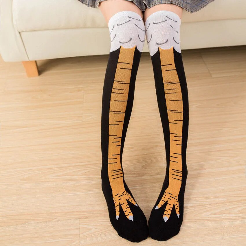 "Quirky and Playful Chicken Paw Stockings: Over-Knee Pressure Thin Leg Long Stockings for Women, Girls, and School Fashion"