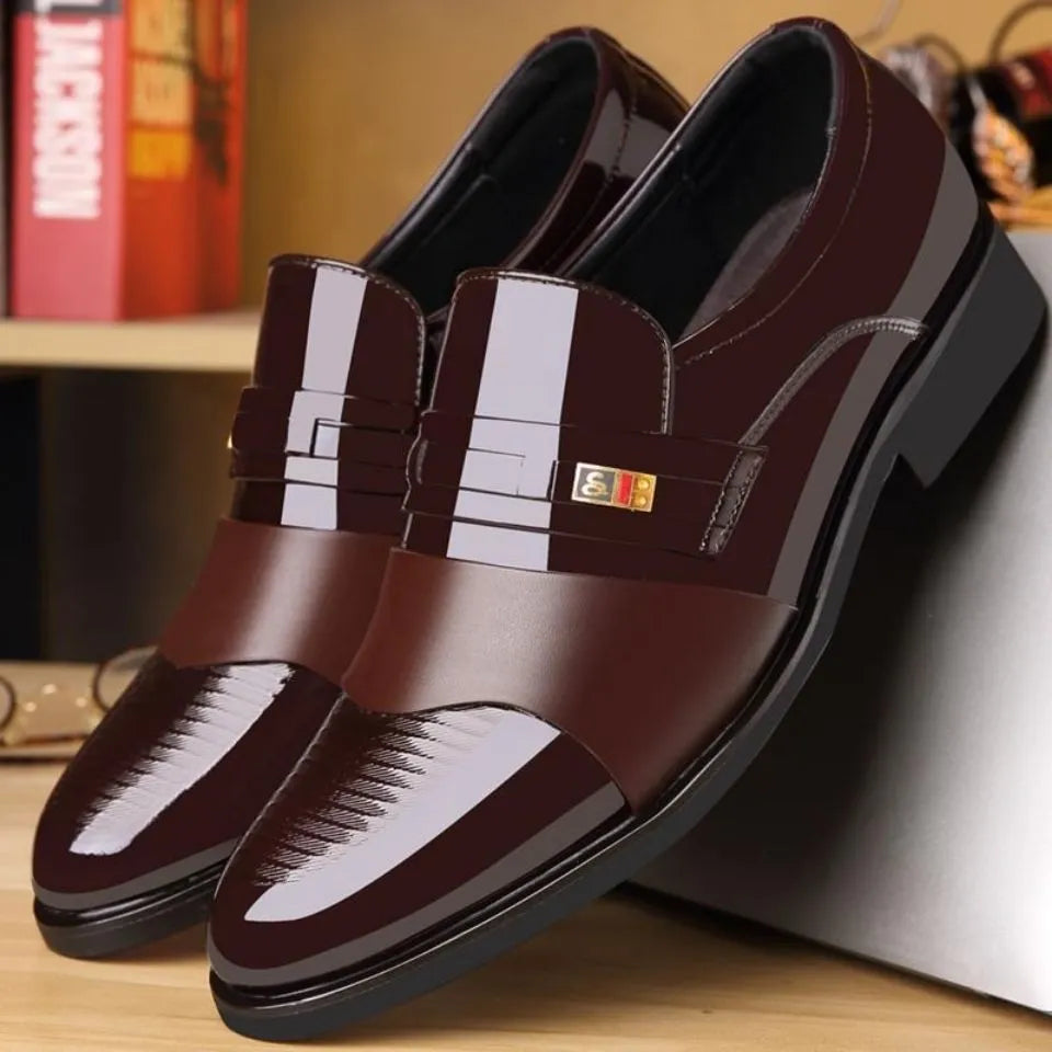 Step into Elegance: High-Quality Leather Men's Formal Slip-On Oxfords & Loafers