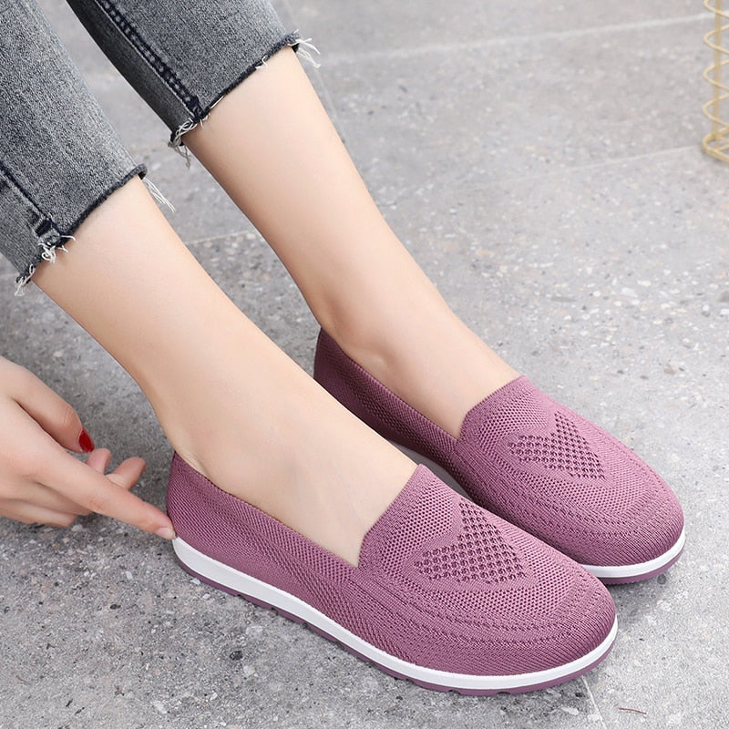 women summer sneakers slip on flat shoes Casual Loafers walking shoes Female Outdoor Mesh Soft Bottom Sports Shoes 2023