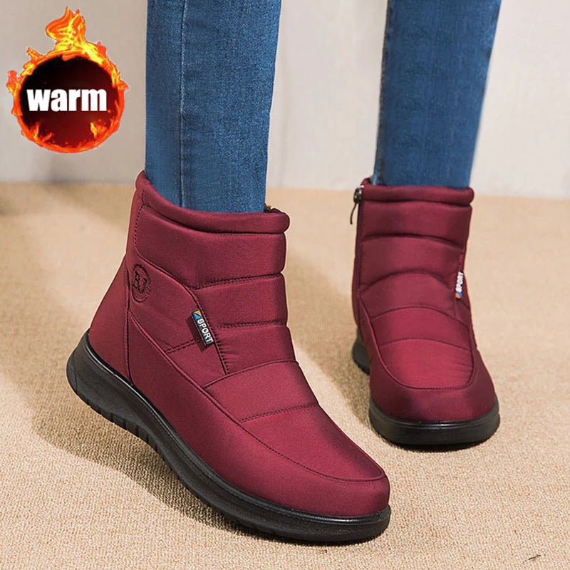 Ankle Boots For Women Non-slip Waterproof Snow Boots Flat Heels Warm Shoes