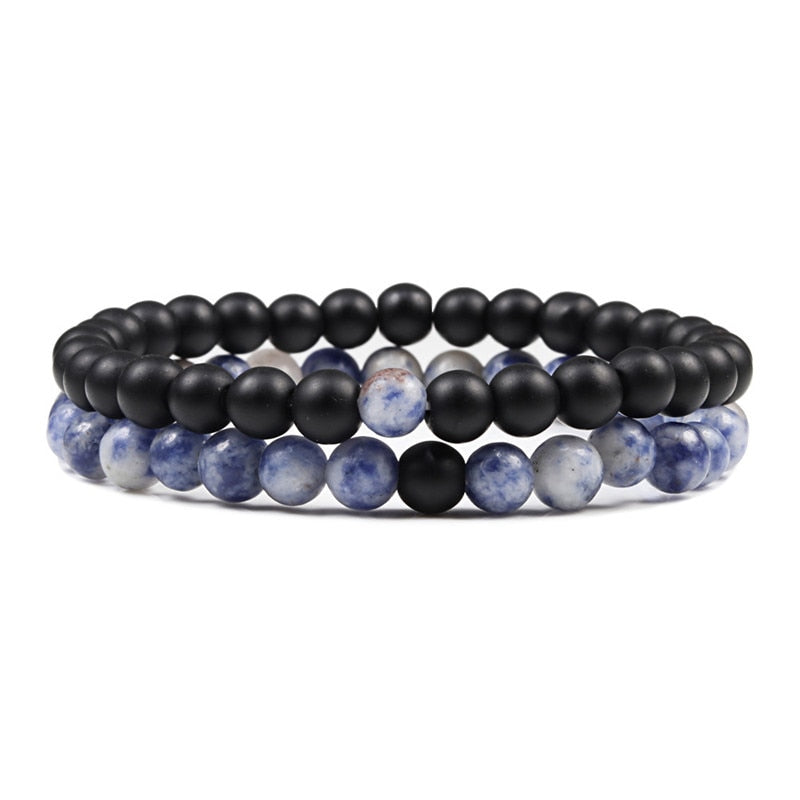 Beaded Bracelet with Natural Lava Stone for both Male and Female