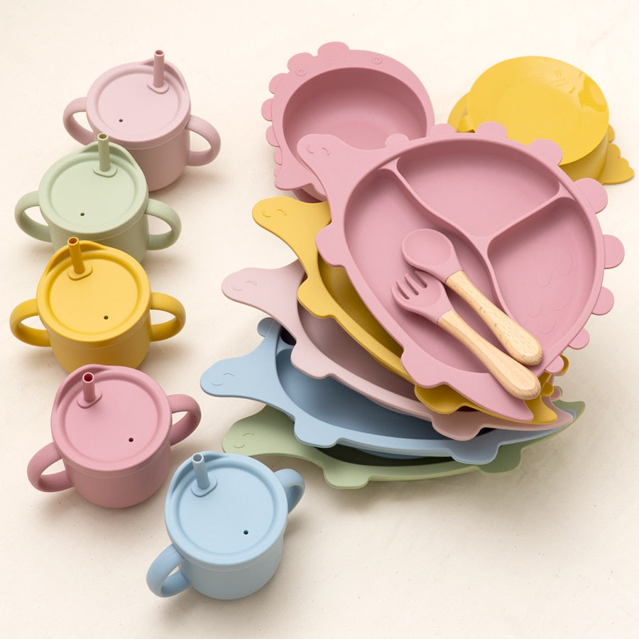 Newly Designed Weaning Feeding Children & Tableware Kawaii Shape Baby Sucker Food Plates Bowls Drinking Mug Snack Cup Baby Stuff
