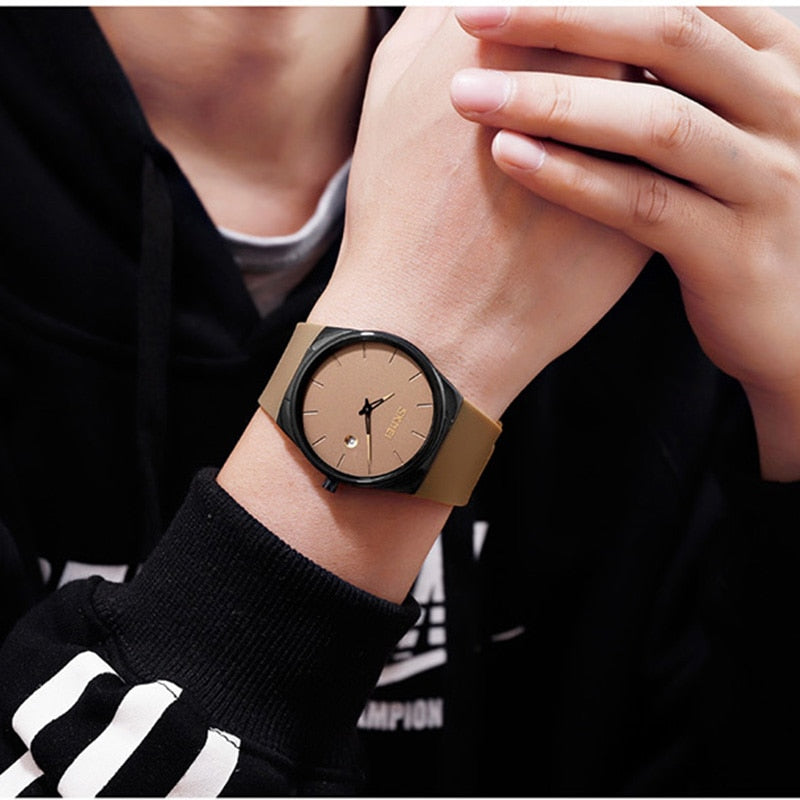 Quartz Watch Silm High Hardness Glass Quartz Wristwatch Men Waterproof Leather Band Male Clock Hombre