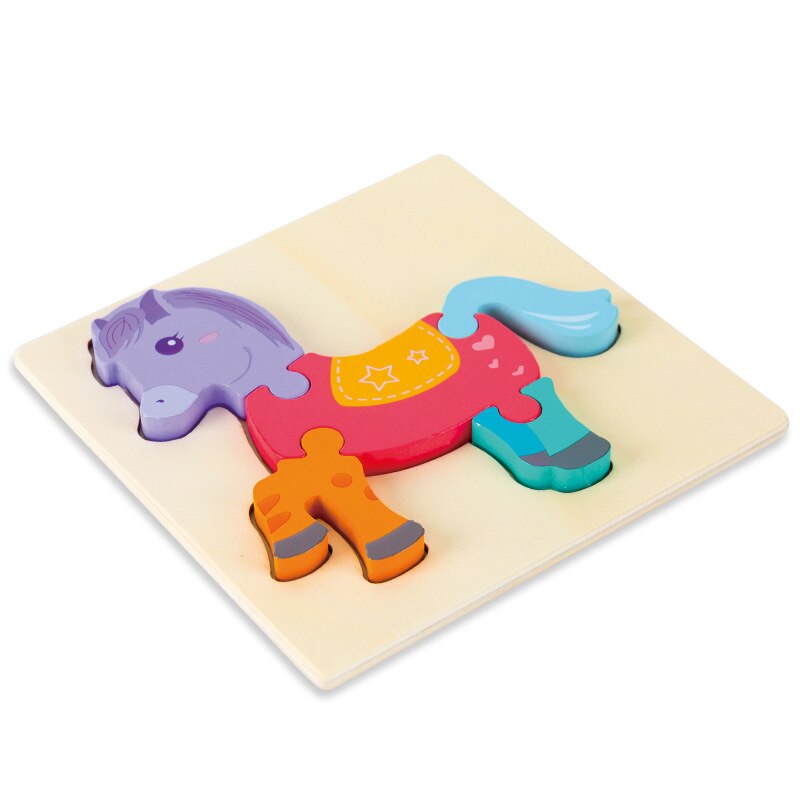 High-Quality Baby 3D Wooden Puzzle Educational Toys Early Learning Cognition Kids Cartoon Grasp Intelligence Puzzle