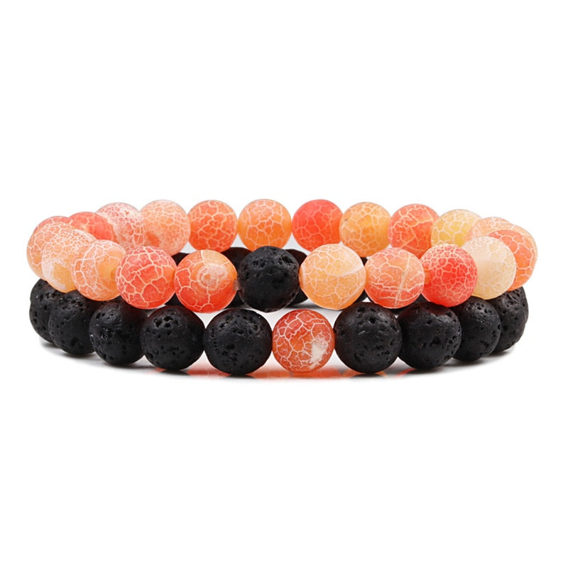Beaded Bracelet with Natural Lava Stone for both Male and Female