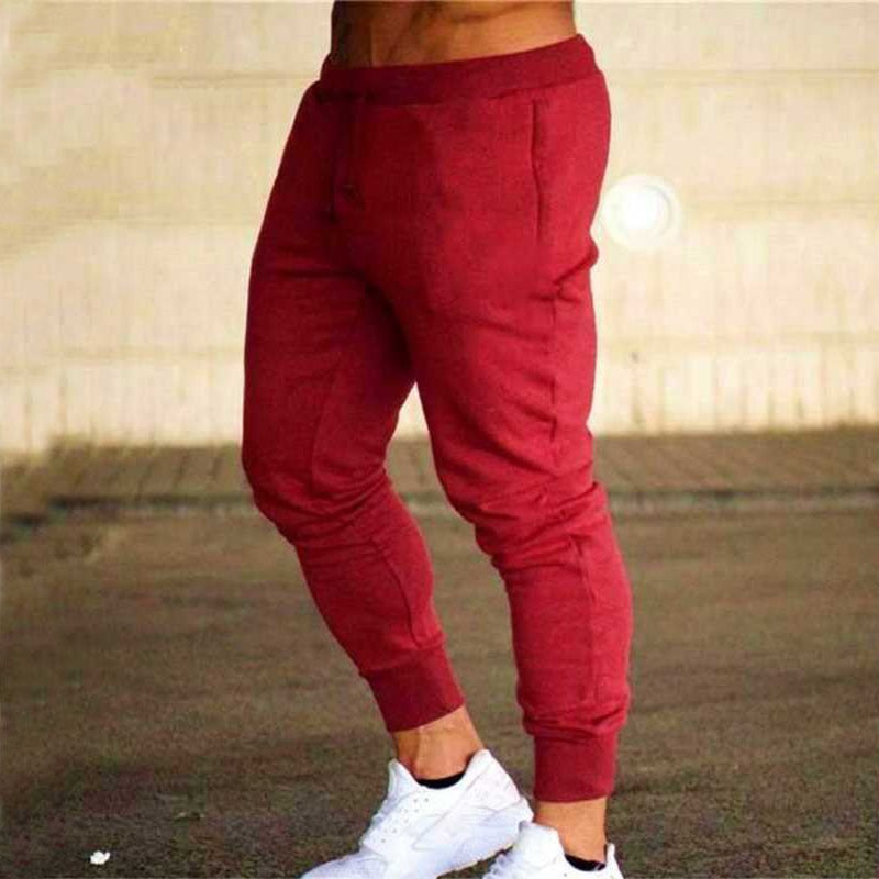 Men's Pants Pockets Training Elastic Waist Casual Trousers