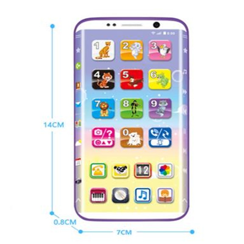 Kids Fake Smart Phone Toys with Led English Music Learning Portable Tablet USB Touching Screen Educational Toys for Children