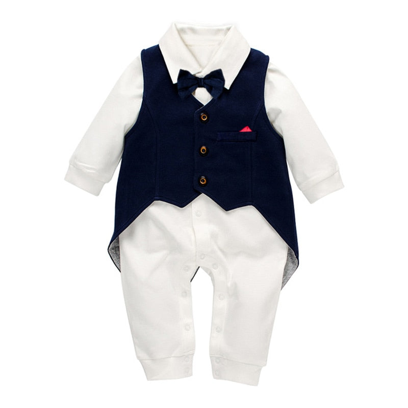 Baby  clothes suit for boys outfit 100% cotton long sleeve  rompers + vest Tuxedo have hats 5pcs clothing