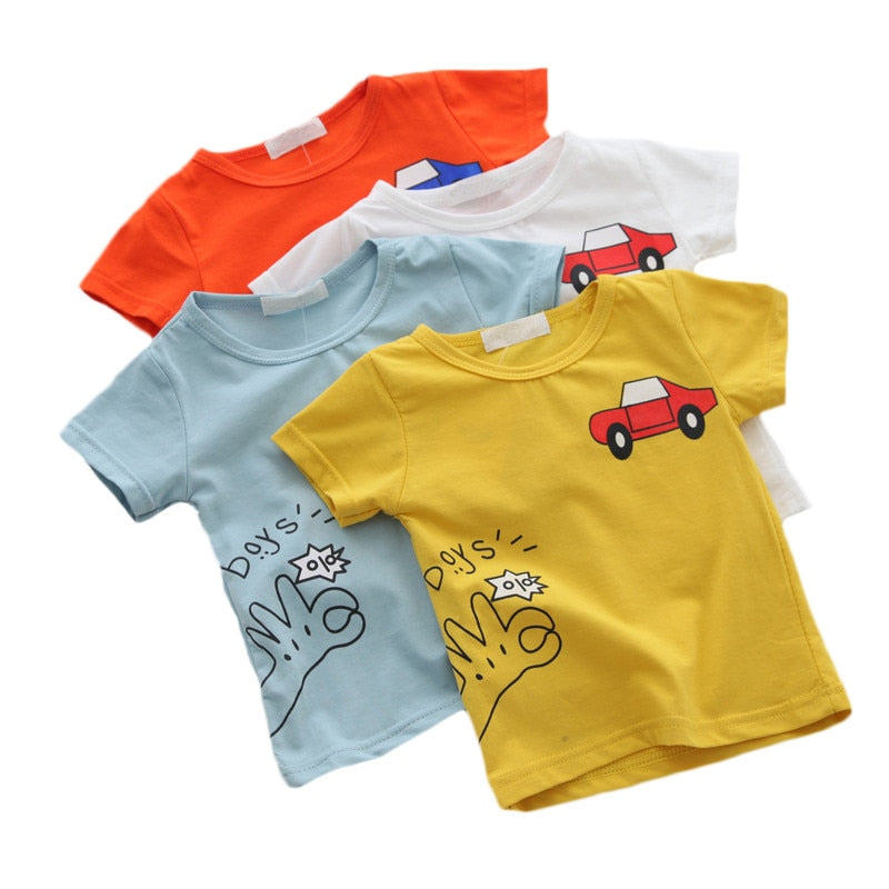 Cartoon Car Baby Boys T-Shirts Summer Baby Short Sleeve Tops Fashion Baby Boy Clothing Kids T-shirts for Boys