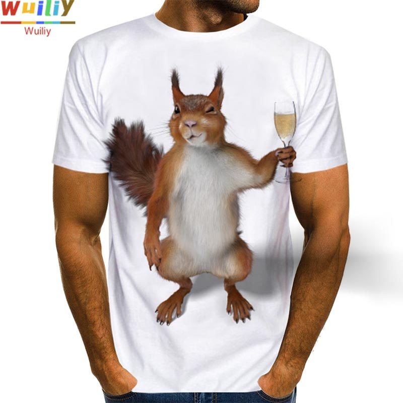 Men Squirrel T Shirt 3D Print Shirt Animal Graphic Tees Lovely Pattern Tops