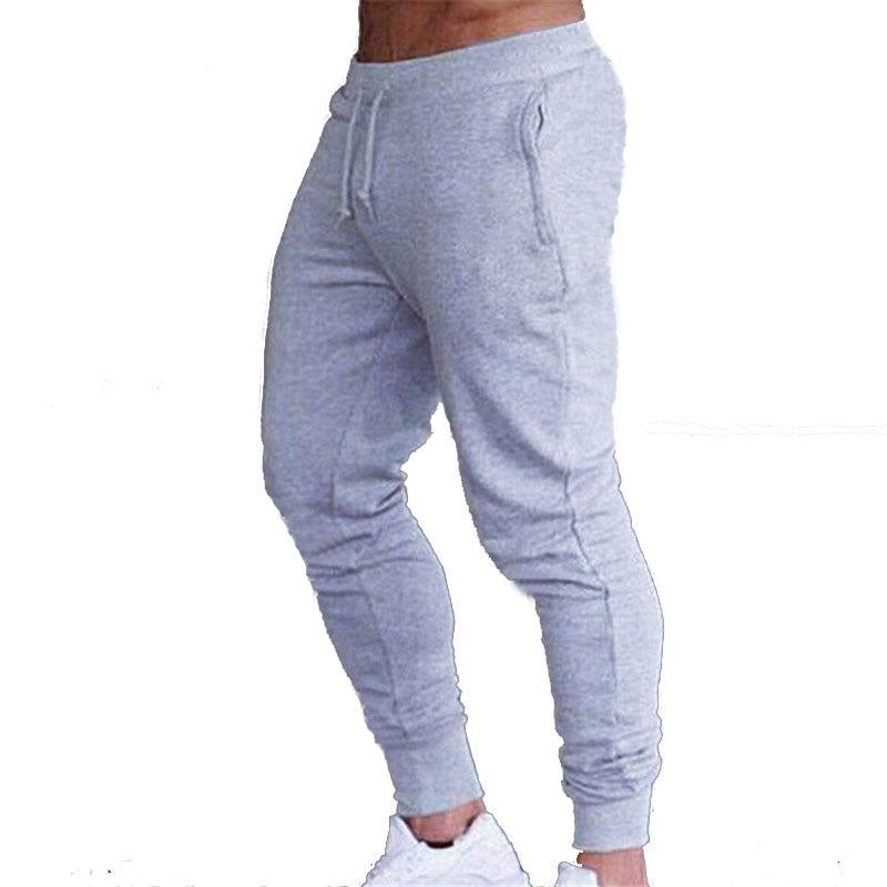Men's Pants Pockets Training Elastic Waist Casual Trousers