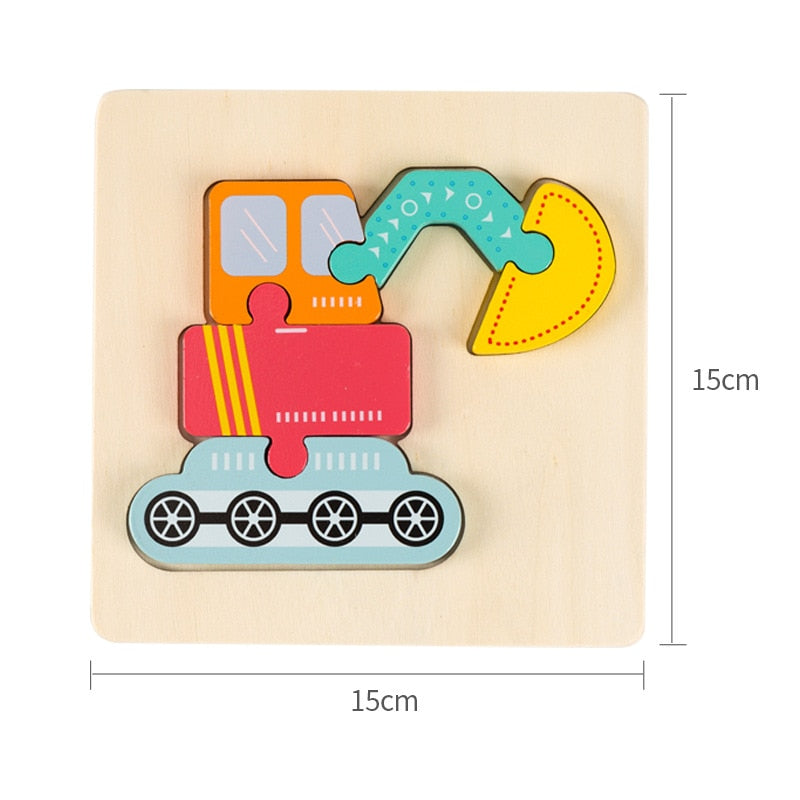High-Quality Baby 3D Wooden Puzzle Educational Toys Early Learning Cognition Kids Cartoon Grasp Intelligence Puzzle