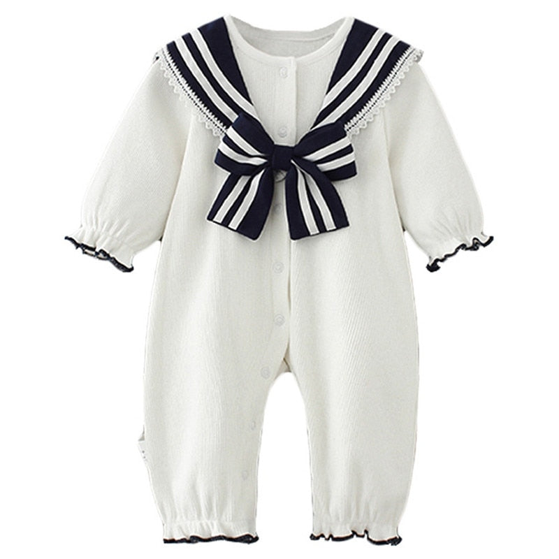 Baby Clothes New England Style Sailor Collar Baby Boys Clothes Infant Girls Rompers Jumpsuit Outfits 0-2Y