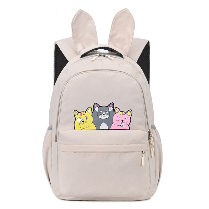 children backpacks cute animal print canvas school backpack kids cat bag pack