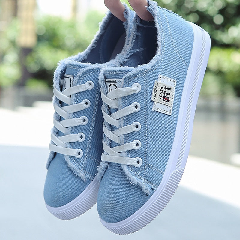 Women Canvas Shoes Casual Lace-Up Shoe Summer Tennis For Girl Flat Vulcanized Shoes