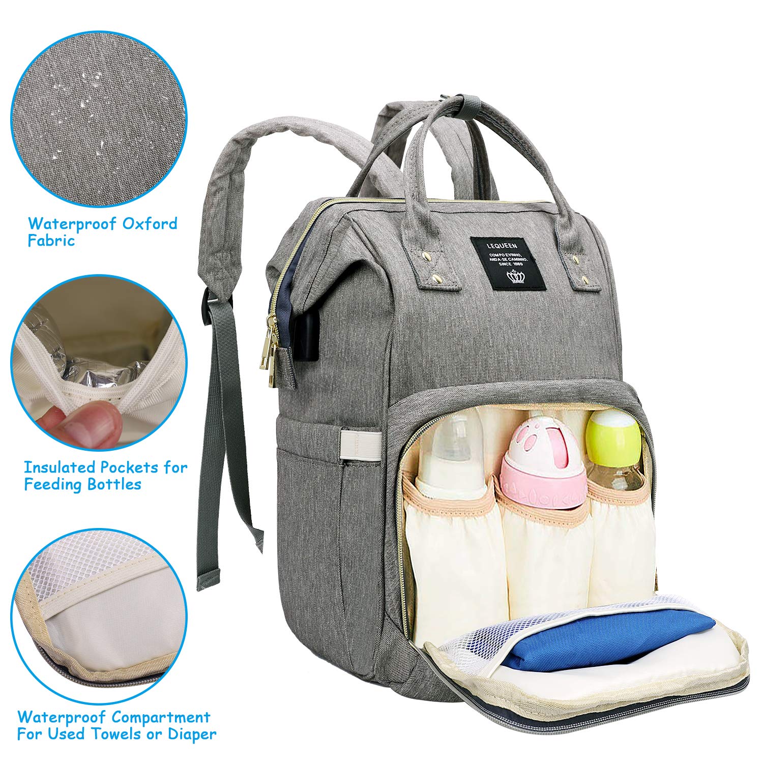 Large Capacity Diaper Bag Backpack Waterproof Maternity Bag Baby Diaper Bags With USB Interface Mummy Travel Bag For Stroller