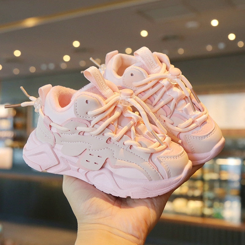 New Plush Children Chunky Sneakers Waterproof Boys Sports Shoes Running Shoes Child Footwear Comfortable Arch Support Girls