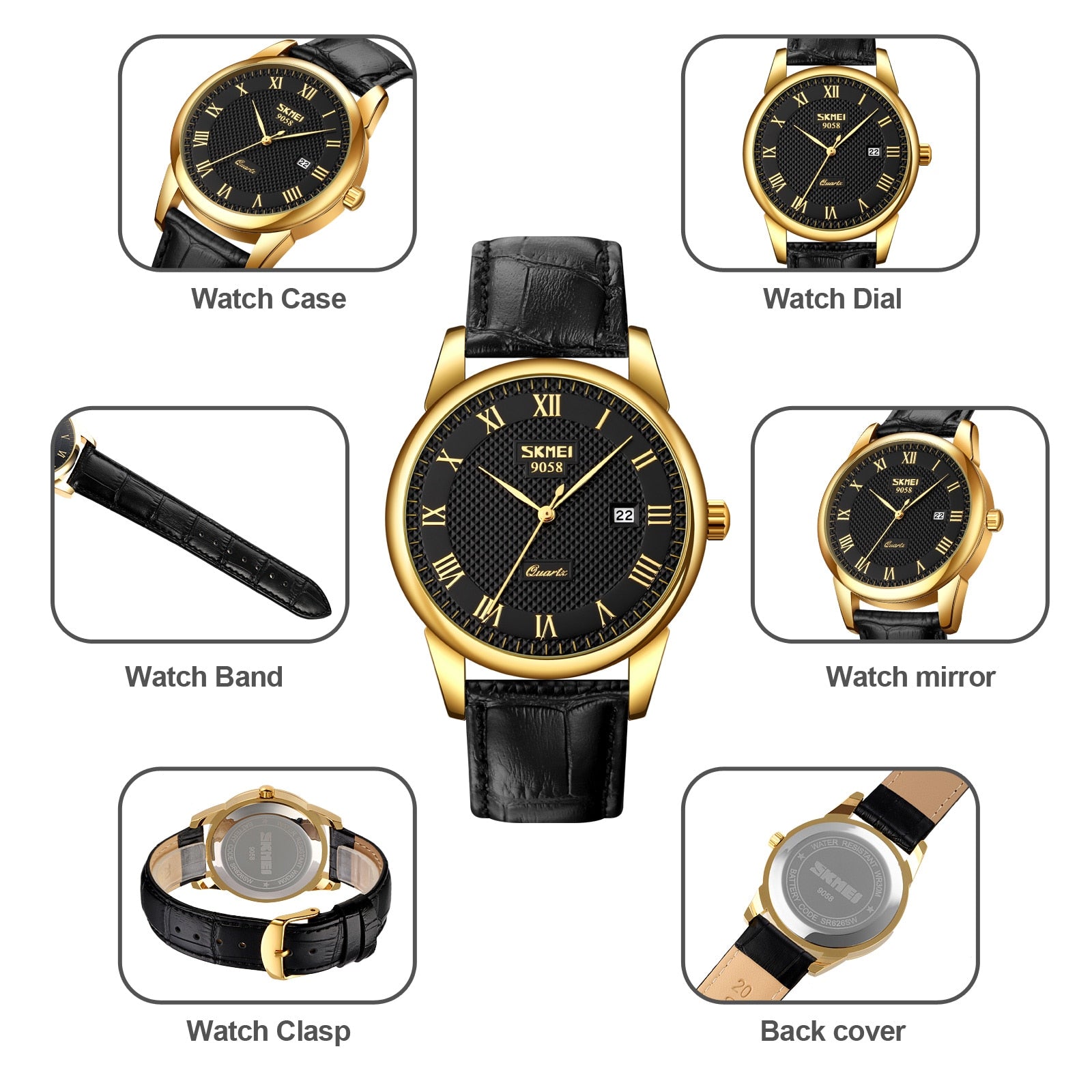 Luxury Men Watches Stainless Steel Leather Strap Business Quartz Wristwatch Date Time Clock Male Montre