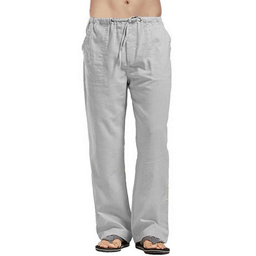 Products
Cotton Linen Harem Pants Men Solid Elastic Waist Streetwear Baggy Drop-crotch Pants Casual Trousers