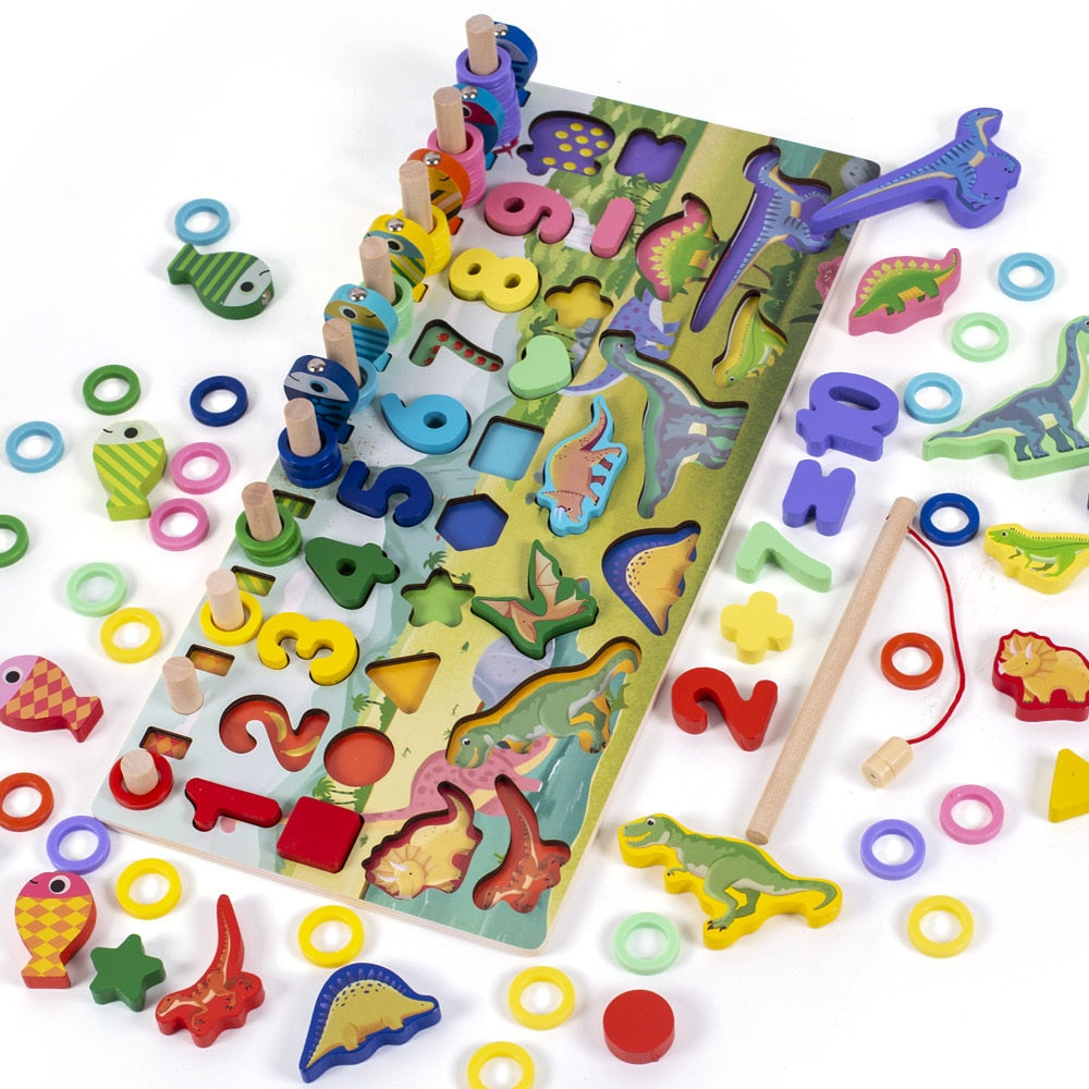 Wooden Montessori Toys Fruit Digital Alphabet Animal Traffic Figure Matching Puzzle Preschool Busy Board Educational Kids Toys