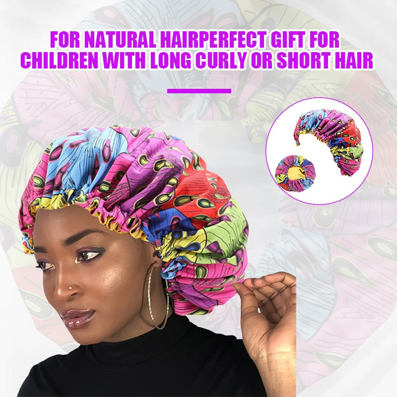 Baby Silky Satin Hair Bonnet Print Ankara Bonnet Stain Silky Big Bonnet Sleep Night Cap