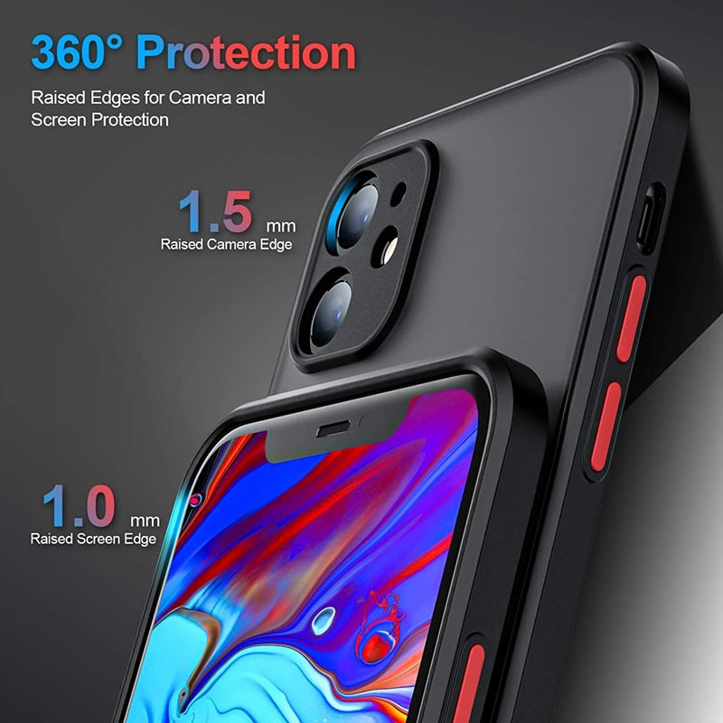 Phone Case For iPhone 14 13 12 11 Pro X XR XS Max 7 8 Plus 6 6s SE 13 Pro Max Contrast Color Frame Matte Hard PC Protective Case