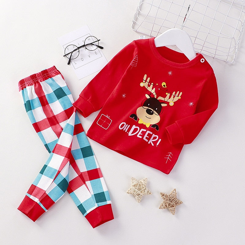 Long Sleeve Pajamas for Children for both Boys & Girls Set with Cartoon Print
