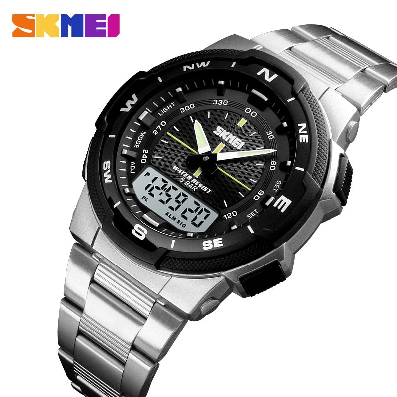SKMEI Men Watch Fashion Quartz Sports Watches Stainless Steel Strap Men Watches Top Brand Luxury Business Waterproof Wrist Watch