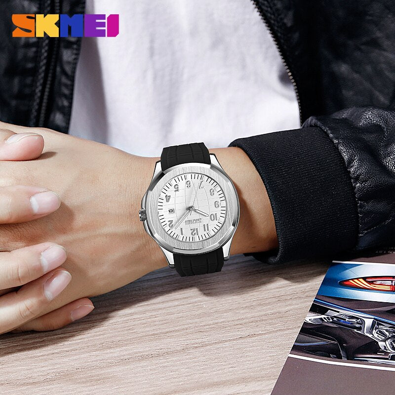 SKMEI Simple Quartz Wristwatches Men All-match Silicone Band Casual Daily Waterproof Date Sports Clock Relogio Masculino9286