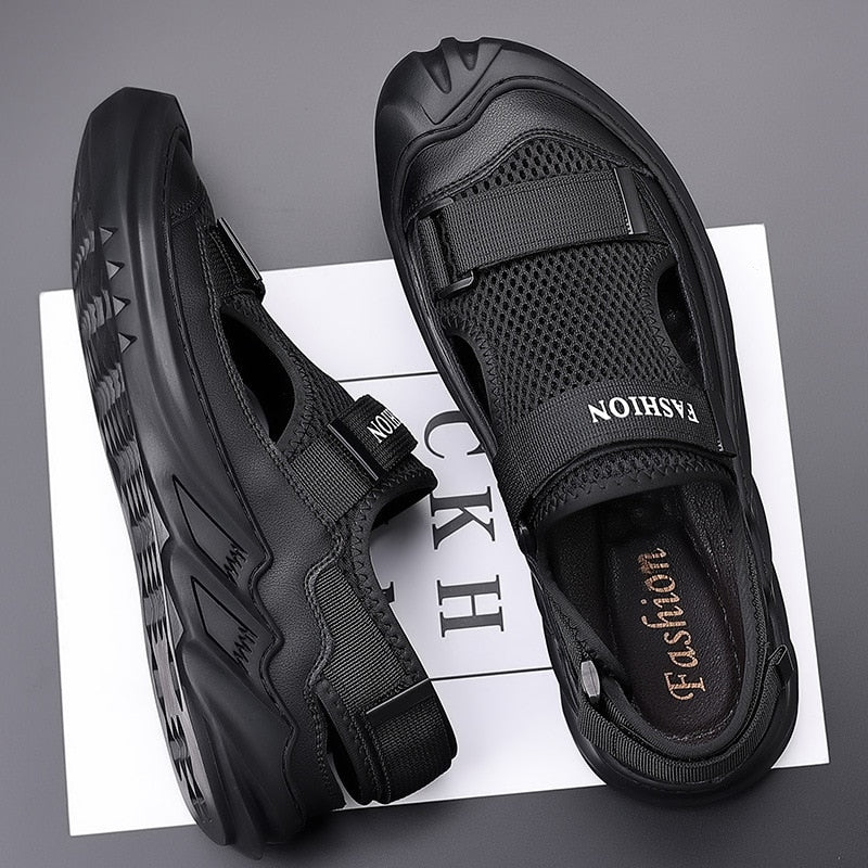 Sandals Men's Soft Sole Summer New Roman Slippers Baotou Breathable Beach Shoes Outdoor Casual Footwear Large Size 38-45 46