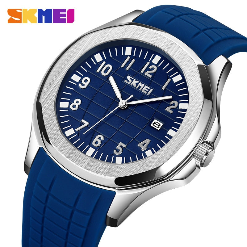 SKMEI Simple Quartz Wristwatches Men All-match Silicone Band Casual Daily Waterproof Date Sports Clock Relogio Masculino9286