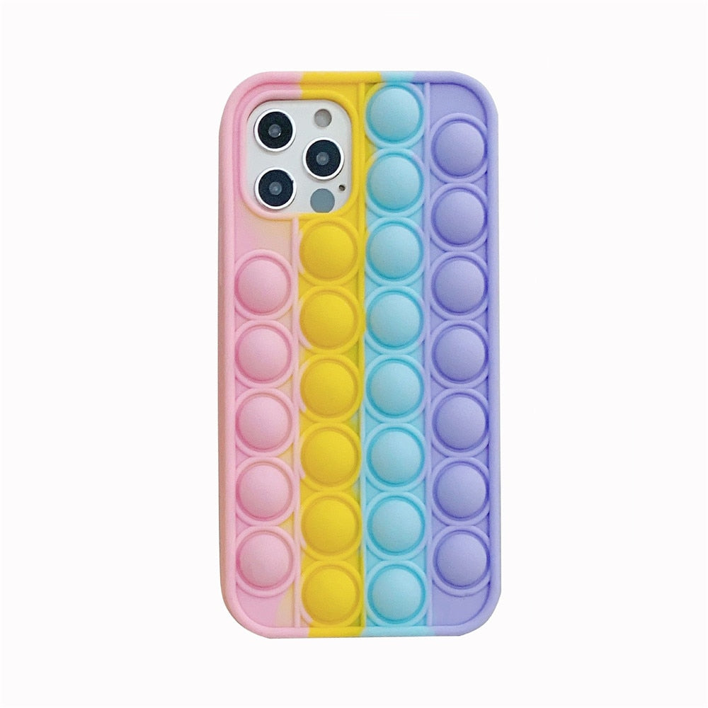 Pop Bubble Phone Case For Apple iPhone With Beauty Rainbow Color Soft Silicon Cover