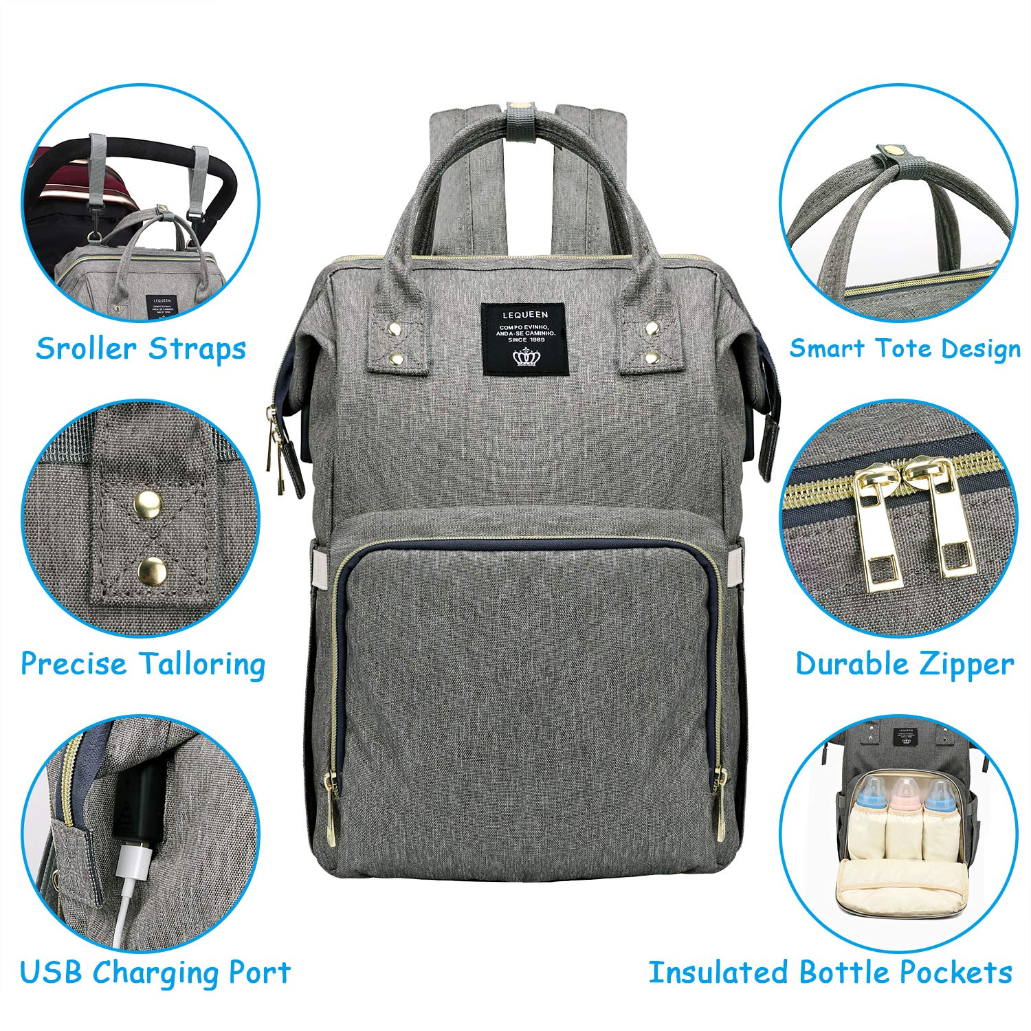 Large Capacity Diaper Bag Backpack Waterproof Maternity Bag Baby Diaper Bags With USB Interface Mummy Travel Bag For Stroller