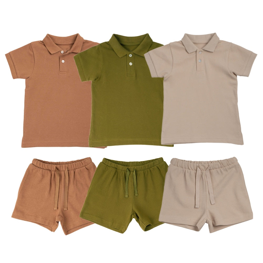 Summer Toddler Baby Clothes Short Sleeve Polo-shirt T-Shirt and Shorts Outfits