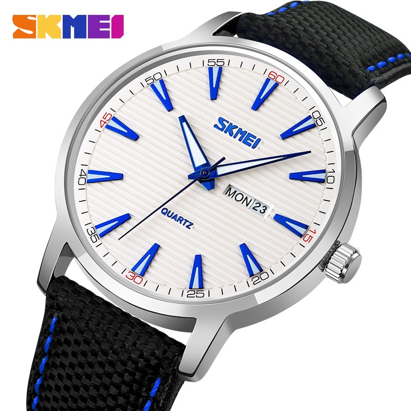 SKMEI Casual Japan Quartz Movement Watches Mens Fashion Calendar Business Leather Belt Wrist Watch Male Clock