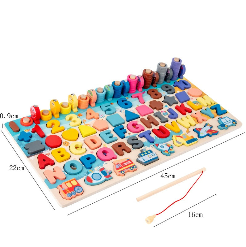 Wooden Montessori Toys Fruit Digital Alphabet Animal Traffic Figure Matching Puzzle Preschool Busy Board Educational Kids Toys