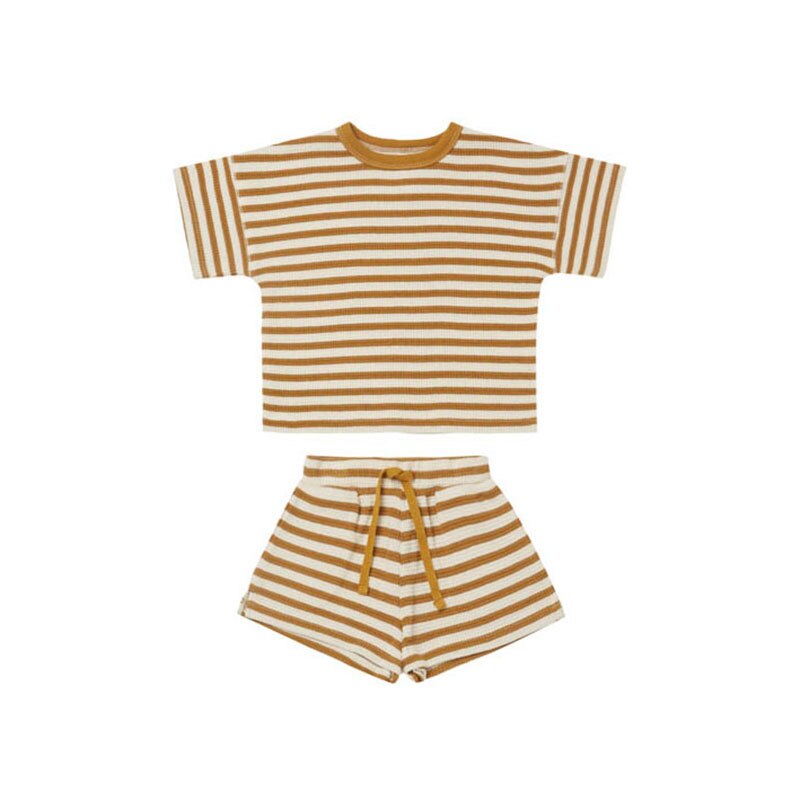 Baby Clothes Stripe Short Sleeve T-shirt + Girl with Cotton Tops
