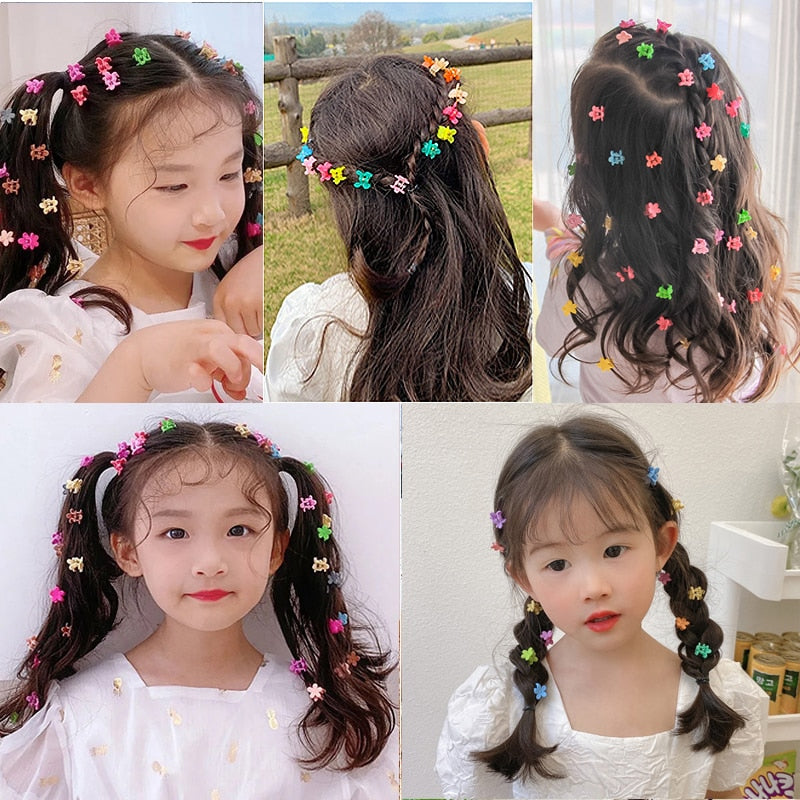 Girls Cute Colorful Hair Clips Flower Star Crown Small Hair Claws Kids Sweet Hairpin Cartoons Fashion