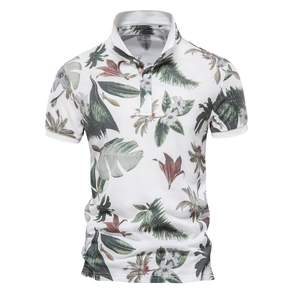 Summer POLO Shirt Men Cotton High Quality Tops Printed Short Sleeve Lapel T-Shirt