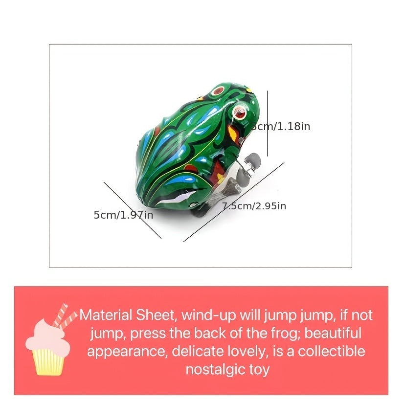 Wind Up Frog Toy; Jumping Frog Retro Toy; Green Metal Jumping Frog; Interesting Toys For Kids Gift