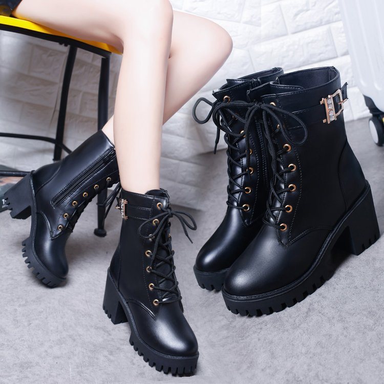 High Top Motorcycle Autumn Winter Shoes Woman Snow Boots
